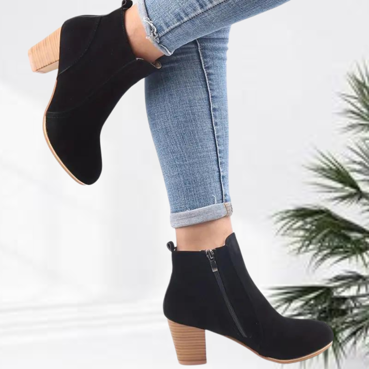 Bottines Femmes Chic à Talon Haut avec Fermeture Éclair