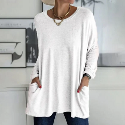 T-shirt à Manches Longues Confort avec Poches Frontales