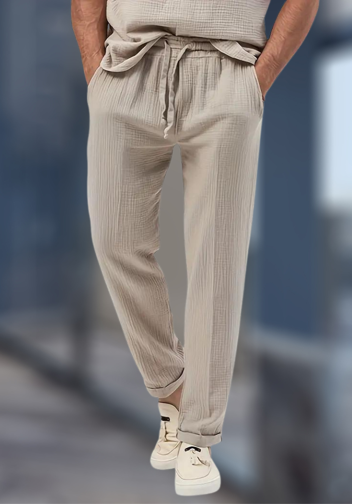 Pantalon Lin Coton Décontracté pour Homme
