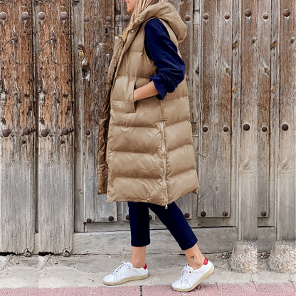 Gilet Féminin À Capuche Doux et Chaud