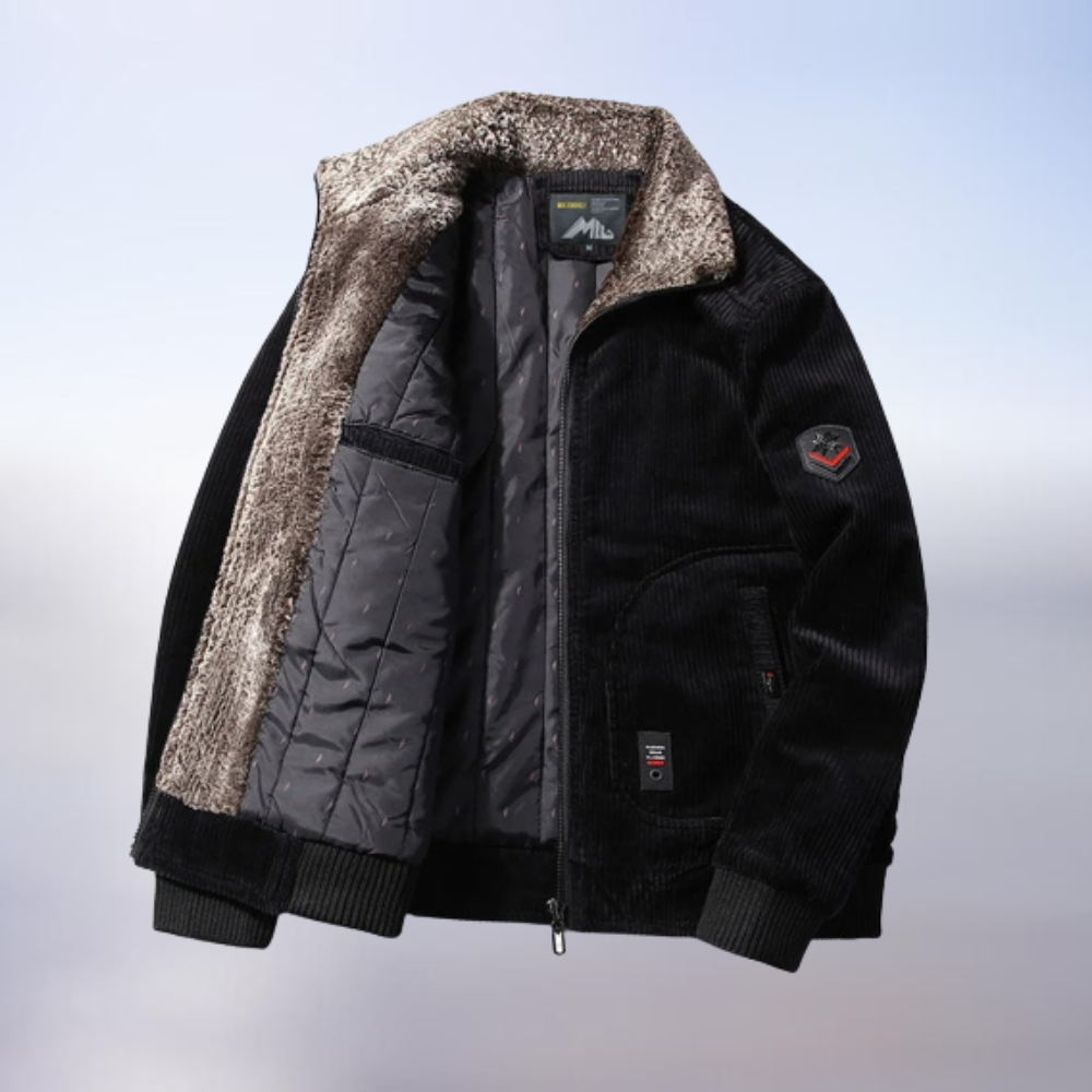 Veste en Velours Brun Doublée Fourrure Artificielle Chaude
