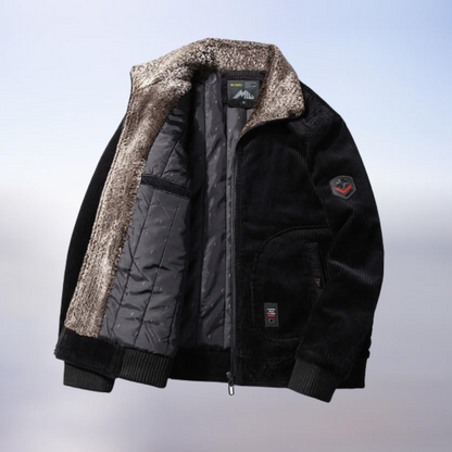 Veste en Velours Brun Doublée Fourrure Artificielle Chaude