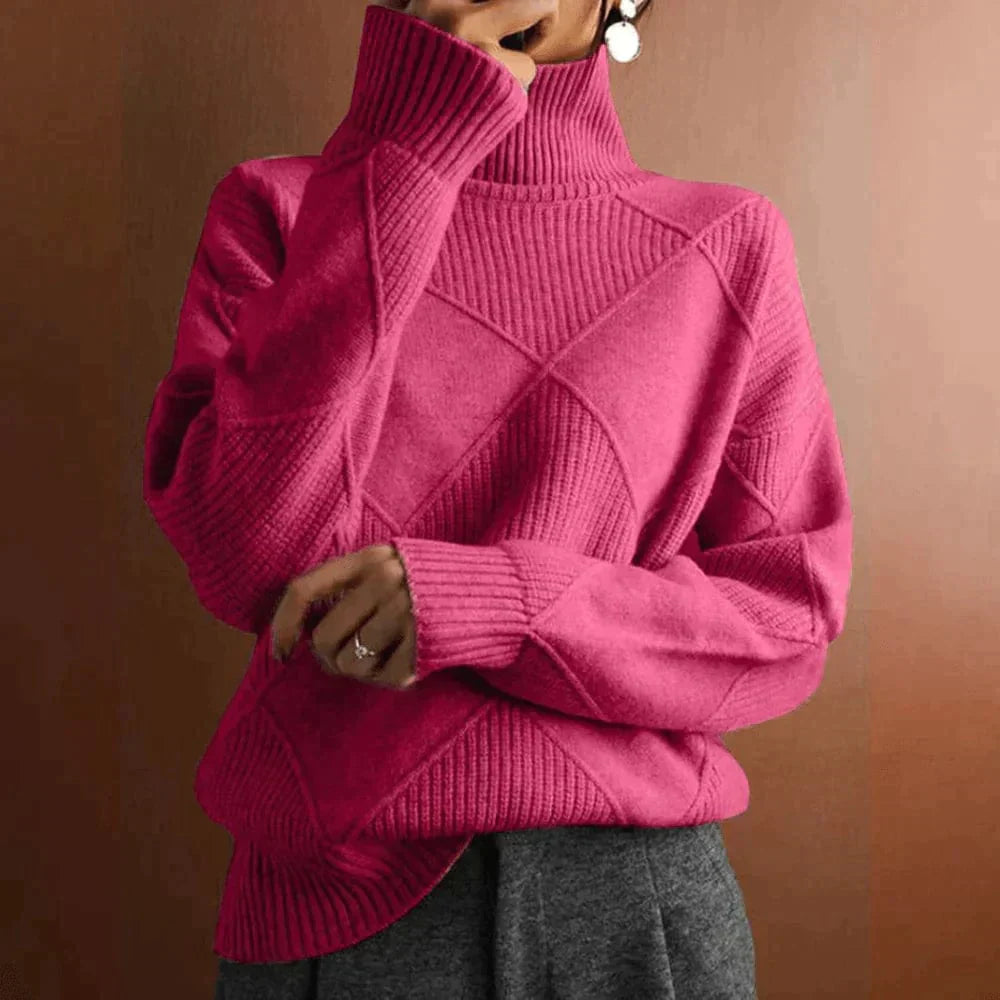 Pull Femme Col Rond en Laine Douce Brun