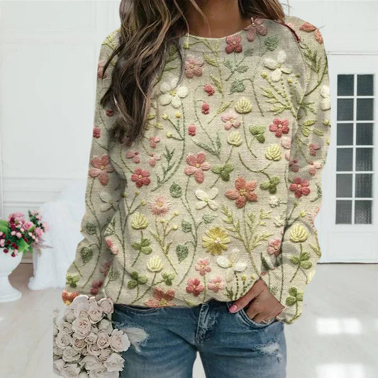 Pull Femme Hiver Doux à Fleur pour Relaxe - PanierRoyale