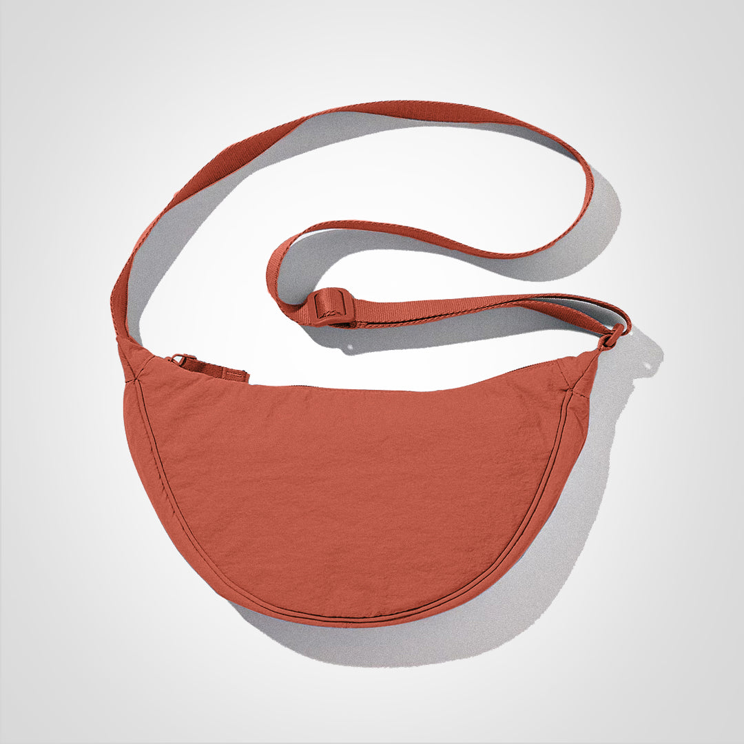 Sac à main demi-lune toile rouge vibrant - PanierRoyale