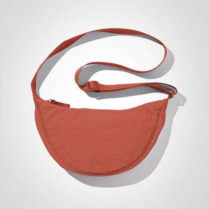 Sac à main demi-lune toile rouge vibrant - PanierRoyale