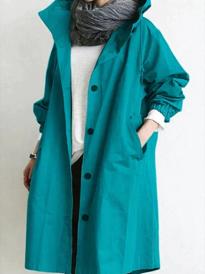 Imperméable Femme Long Capuche Adjustable
