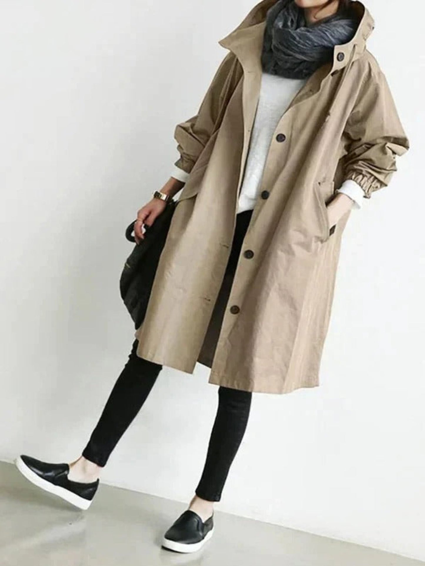 Imperméable Femme Long Capuche Adjustable