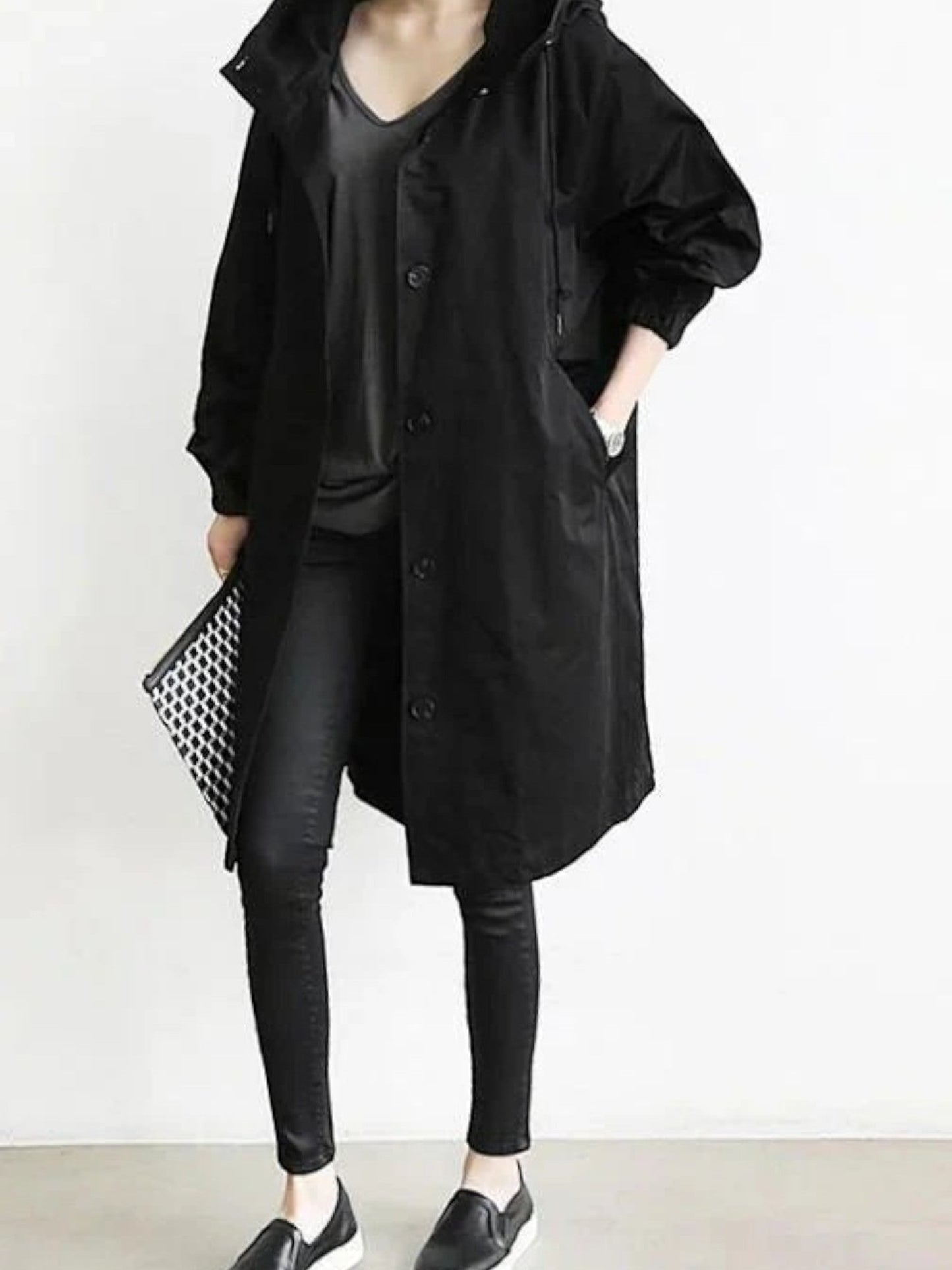 Imperméable Femme Long Capuche Adjustable