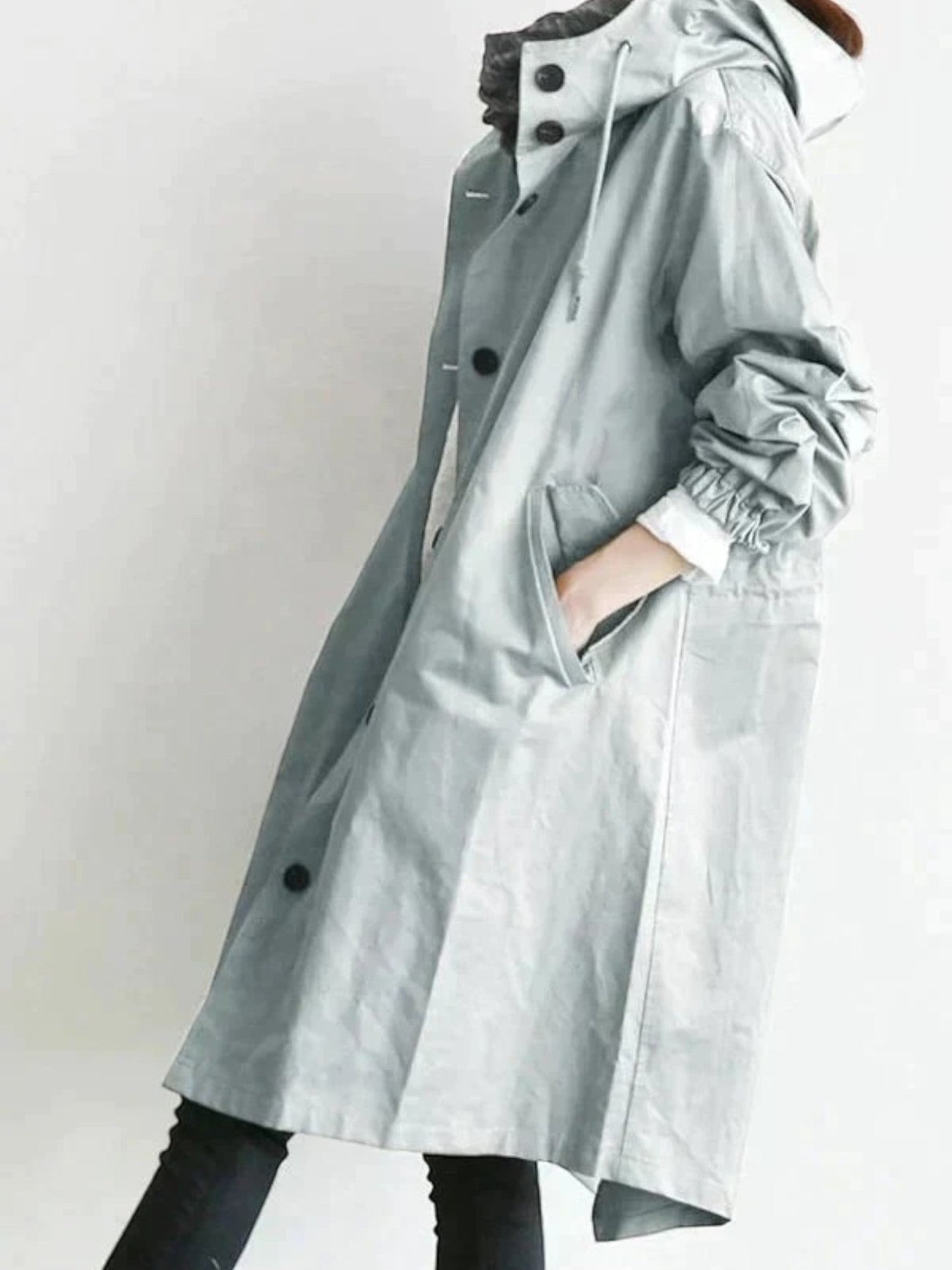 Trench-coat Pour Femmes Avec Capuche Réglable
