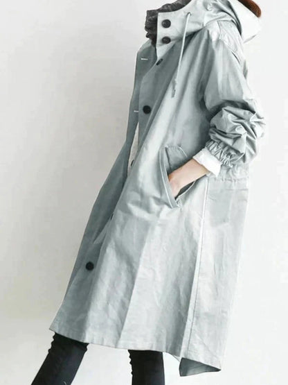 Trench-coat Pour Femmes Avec Capuche Réglable