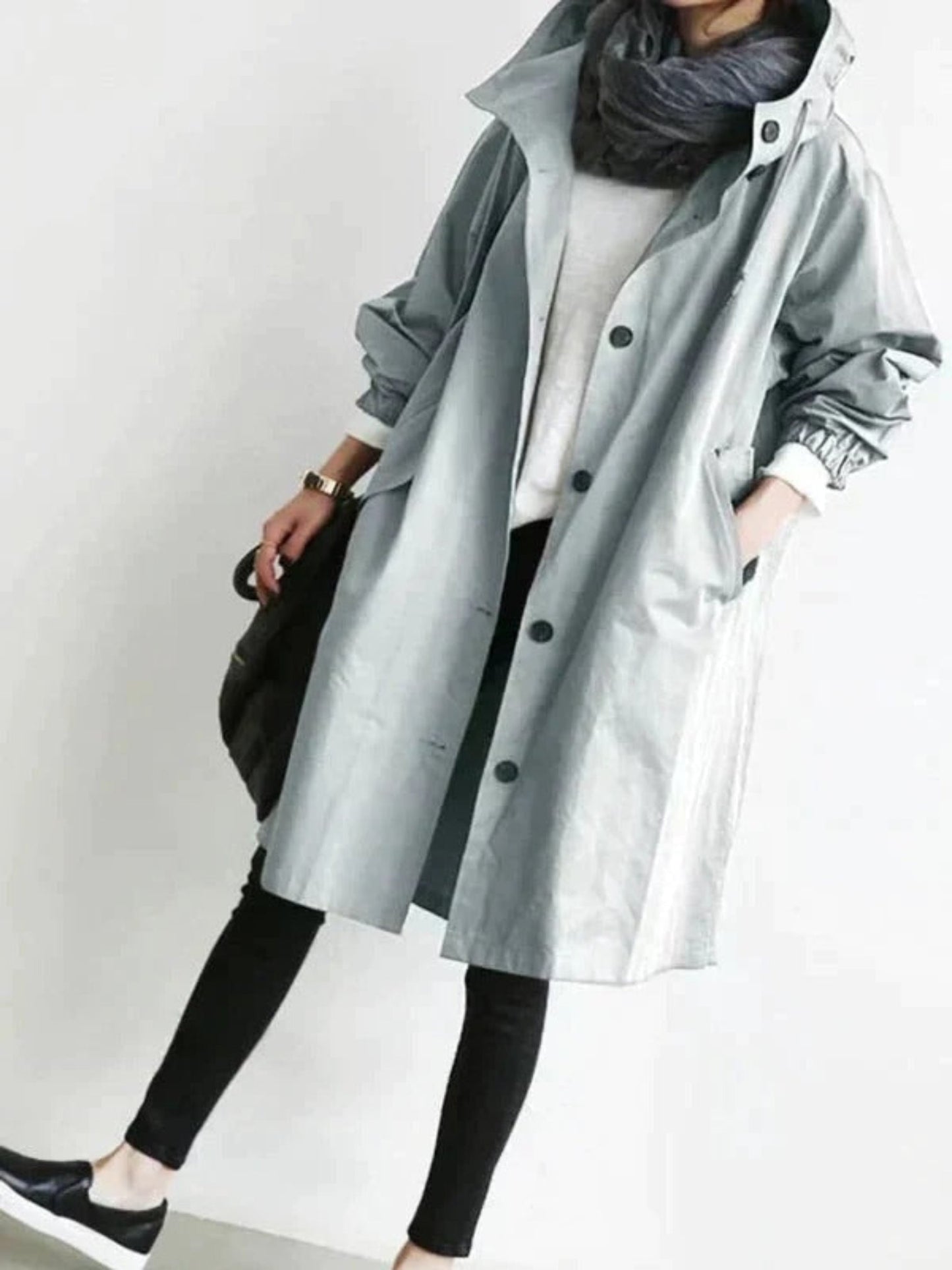 Imperméable Femme Long Capuche Adjustable