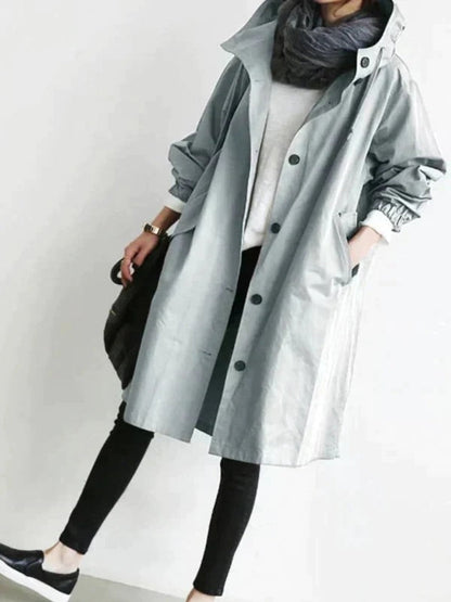 Imperméable Femme Long Capuche Adjustable