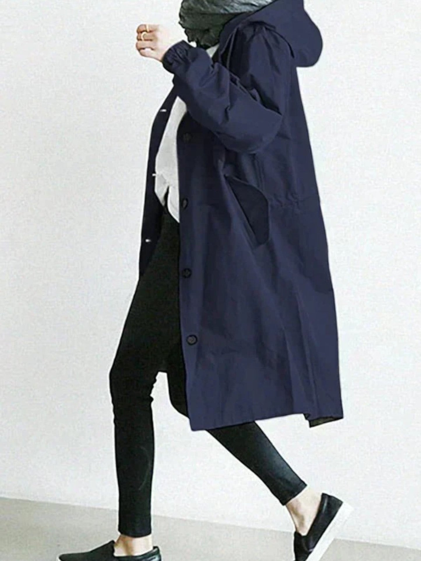 Imperméable Femme Long Capuche Adjustable