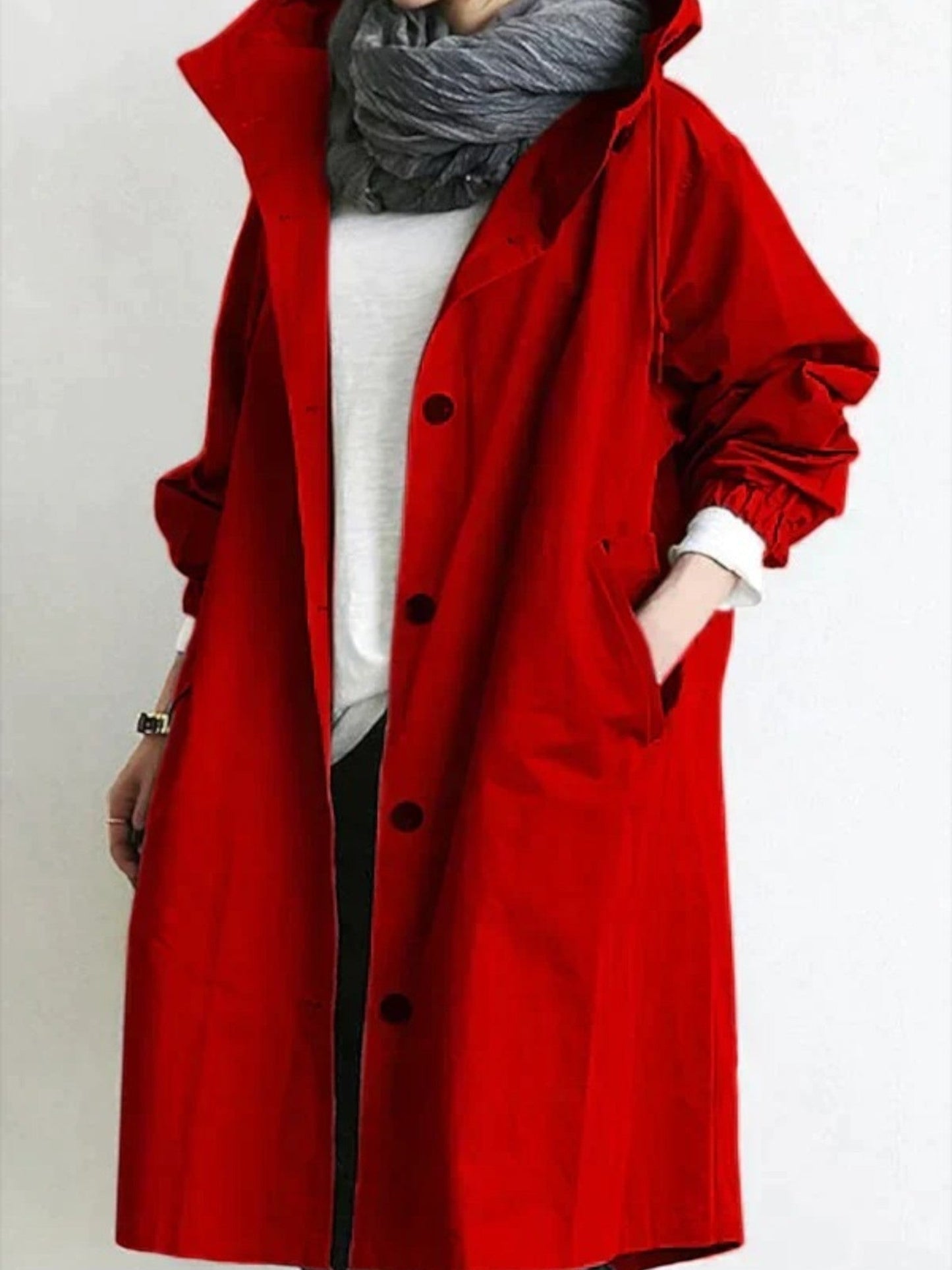 Imperméable Femme Long Capuche Adjustable