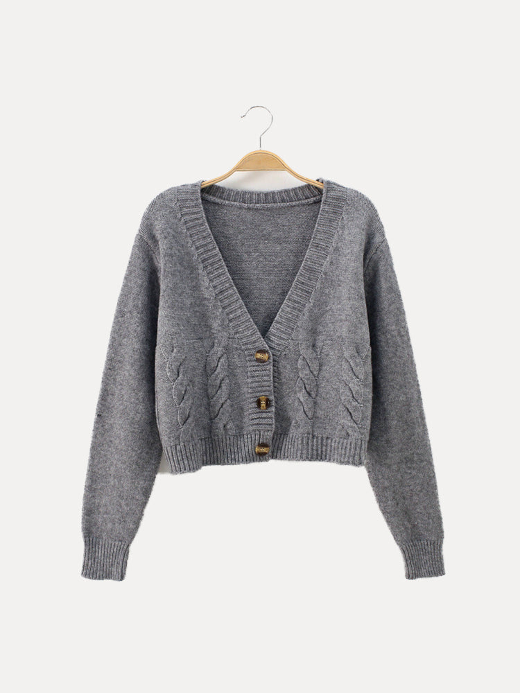 Cardigan Femme Tricoté Col V et Boutons - BerlinGlamour