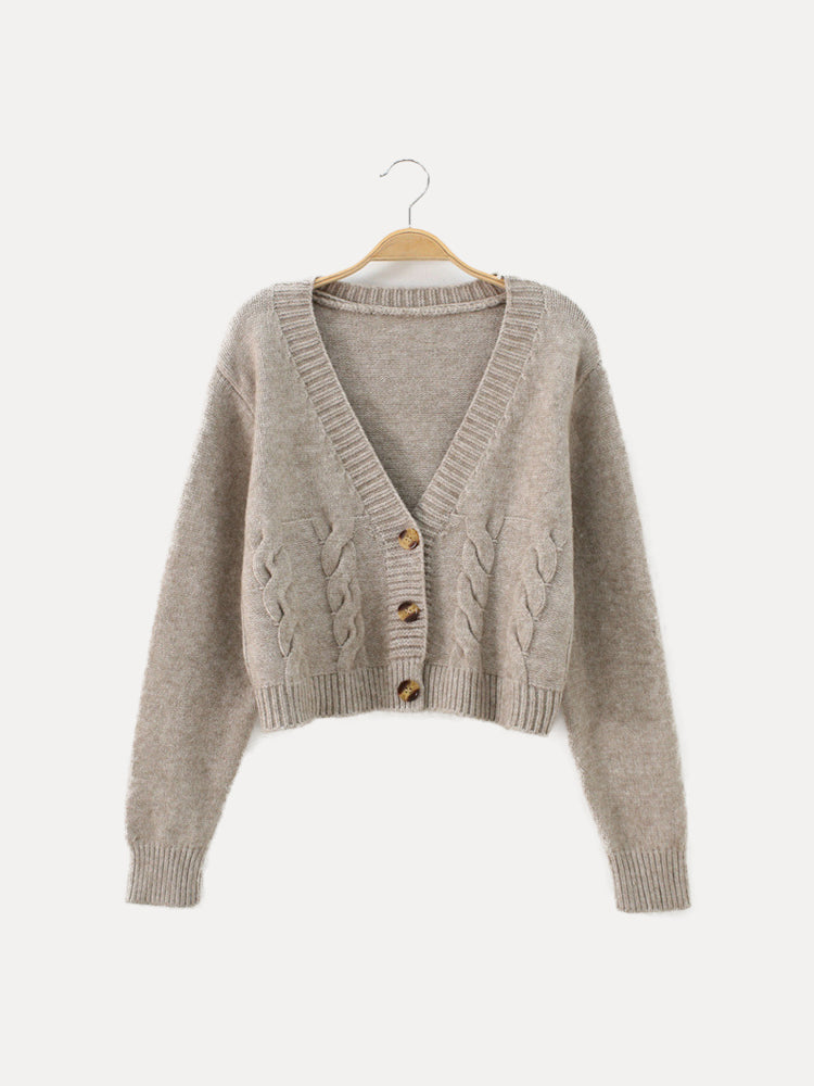 Cardigan Femme Tricoté Col V et Boutons