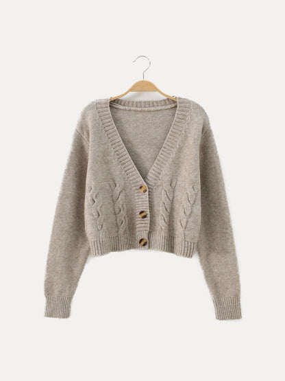 Cardigan Femme Tricoté Col V et Boutons