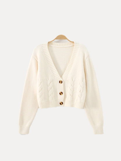 Cardigan Femme Tricoté Col V et Boutons