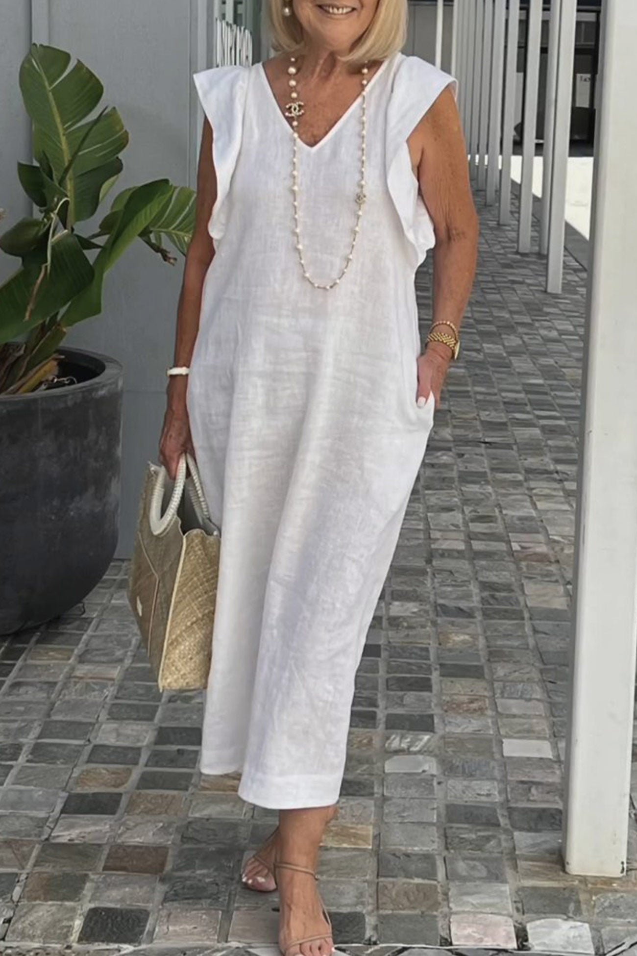 Robe Été Femme élégante - Robe courte sans manches en dentelle - PanierRoyale