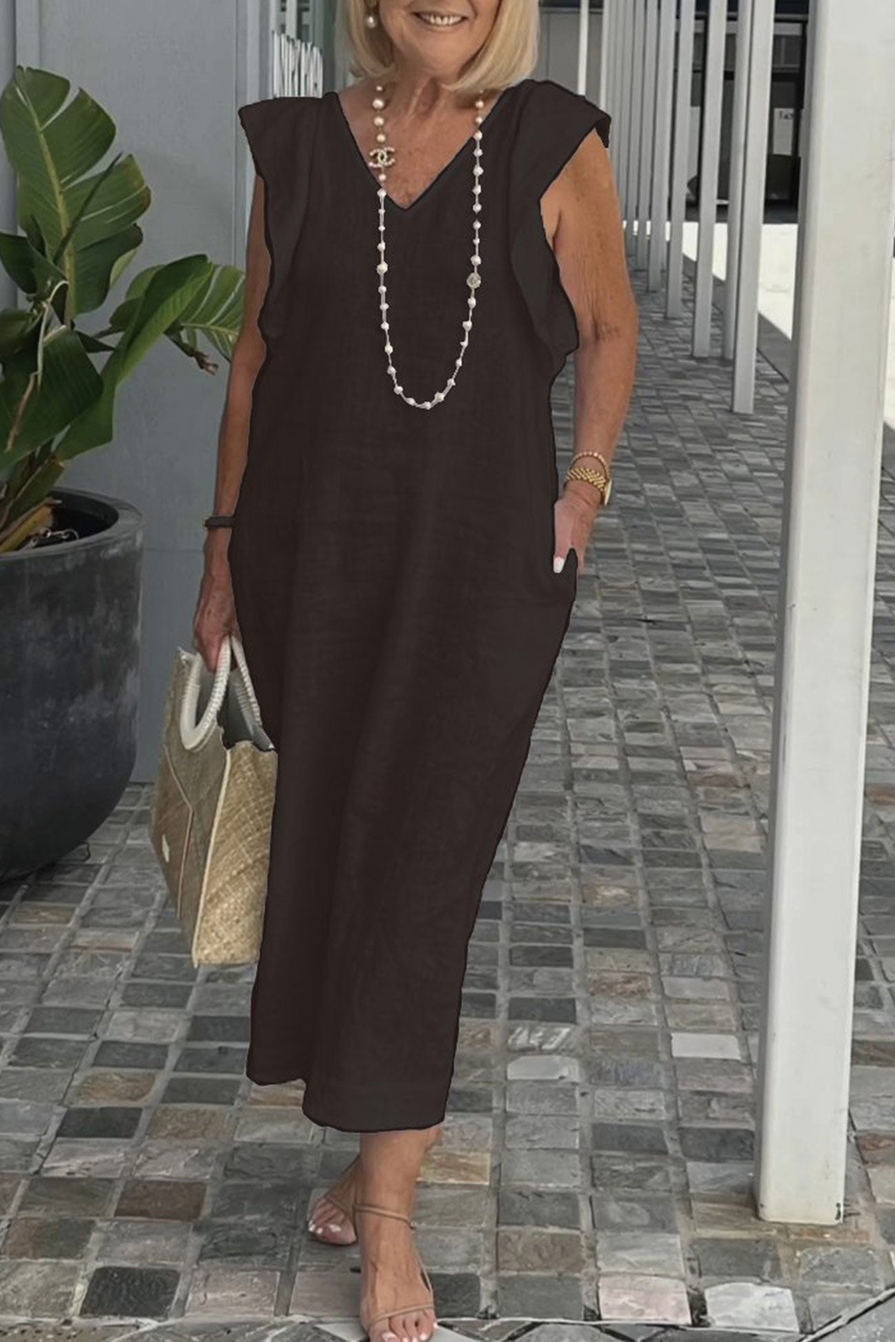 Robe Été Femme élégante - Robe courte sans manches en dentelle