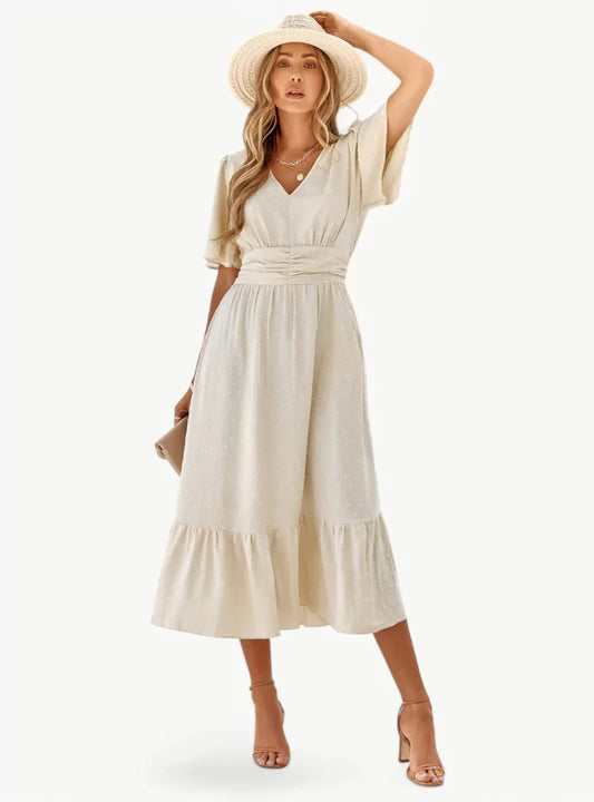 Robe Été Dentelle V Décolleté Féminine et Élégante - BerlinGlamour