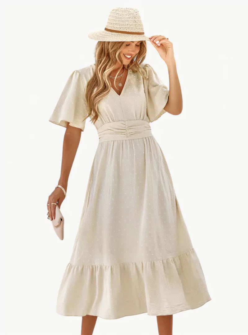 Robe Été Dentelle V Décolleté Féminine et Élégante