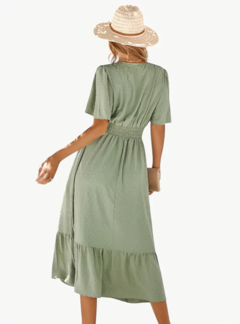 Robe Été Dentelle V Décolleté Féminine et Élégante