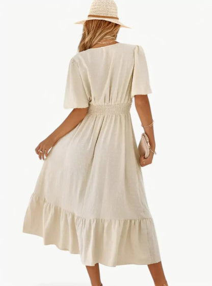 Robe Été Dentelle V Décolleté Féminine et Élégante