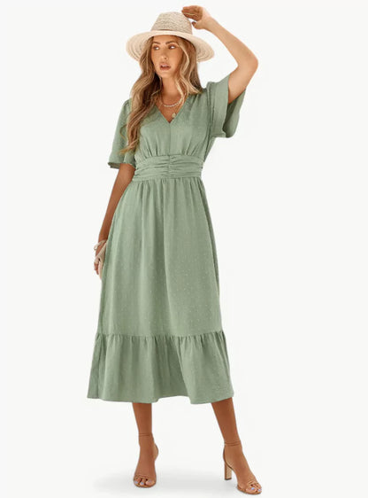 Robe Été Dentelle V Décolleté Féminine et Élégante