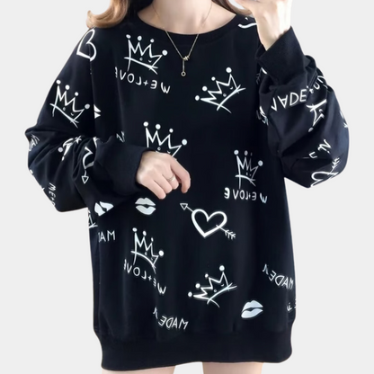 Pull Femme Col Rond Motifs Doux