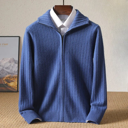 Pull Cachemire Homme Hiver Chaud avec Fermeture Éclair