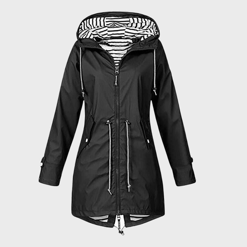 Veste Imperméable Femme Capuche Longue Adjustable