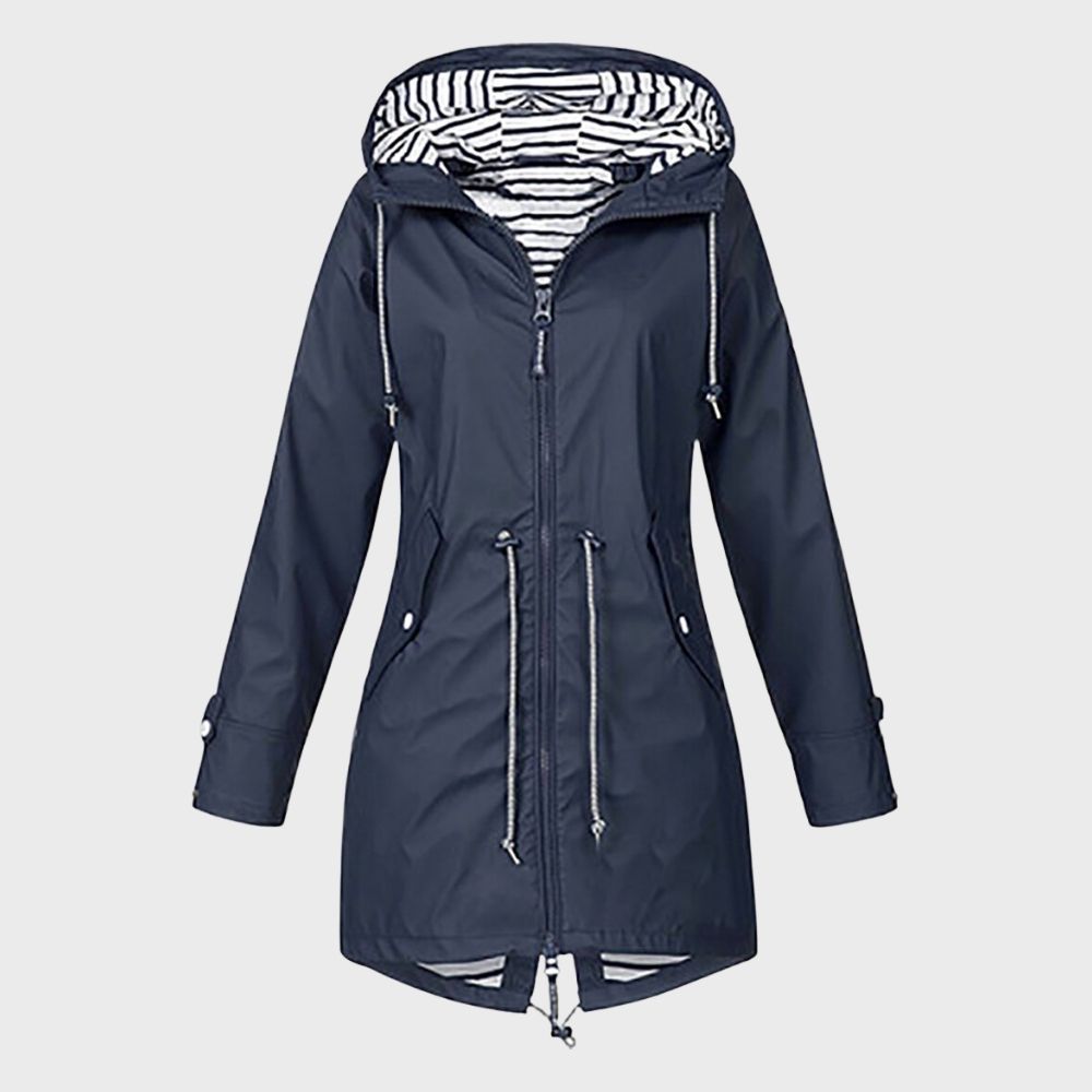Veste Imperméable Femme Capuche Longue Adjustable