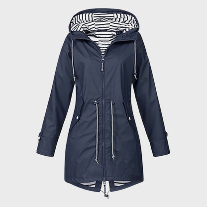 Veste Imperméable Femme Capuche Longue Adjustable