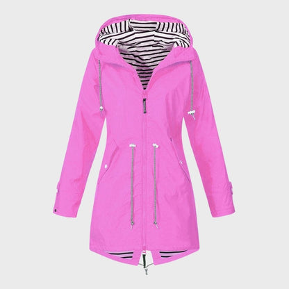 Veste Imperméable Femme Capuche Longue Adjustable