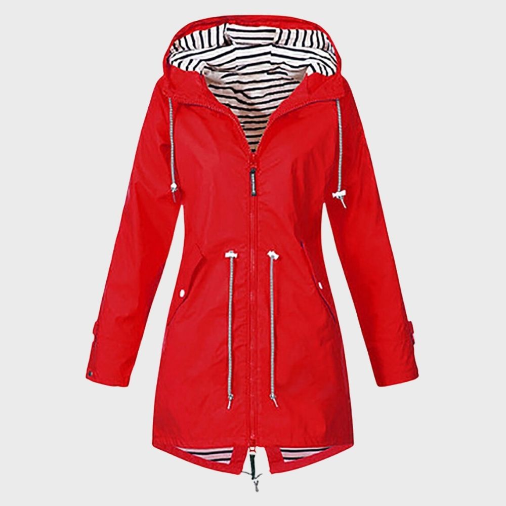 Veste Imperméable Femme Capuche Longue Adjustable