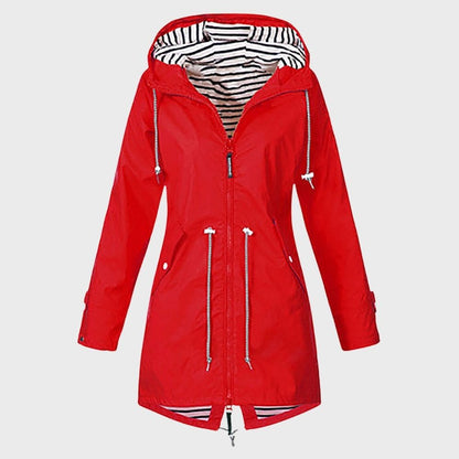 Veste Imperméable Femme Capuche Longue Adjustable