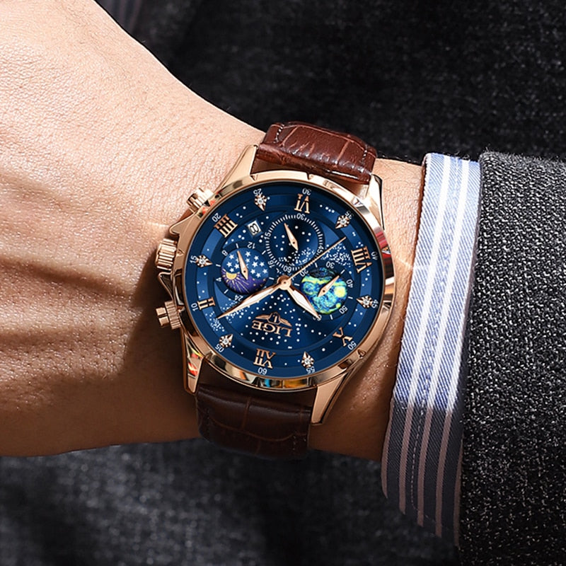 Montre Homme Élégante Cuir Brun