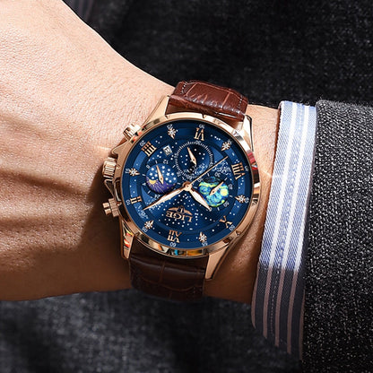 Montre Homme Élégante Cuir Brun