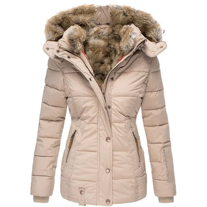 Manteau Femme Hiver Doux à Capuche Fourrée