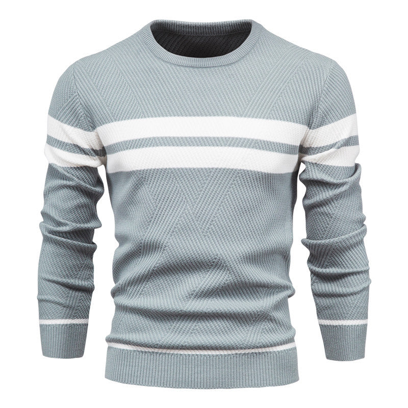 Pull Homme Rayé Col Rond Classique
