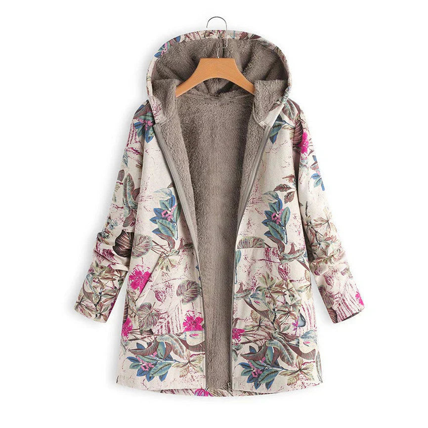 Veste Hiver Femme à Capuche Imprimée