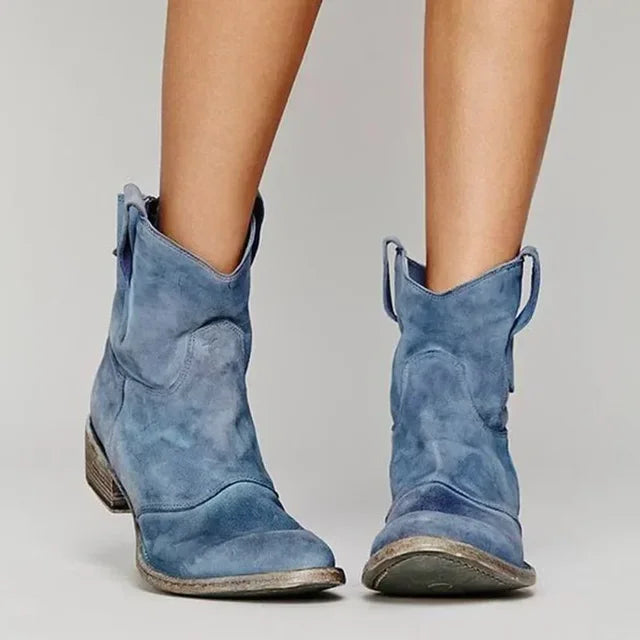 Bottes Western Femmes Cuir Style Rétro