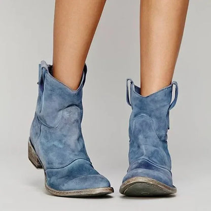 Bottes Western Femmes Cuir Style Rétro