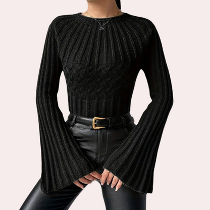 DENISE - Pull Moderne à Manches Évasées pour Femme