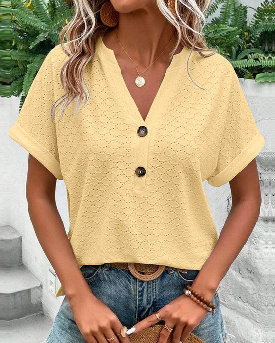 Blouse Femme Élégante Noire à Manches Courtes