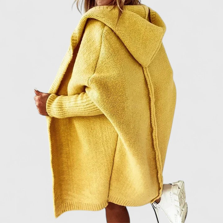 Gilet femme doux et chaud à capuche, cardigan long confortable