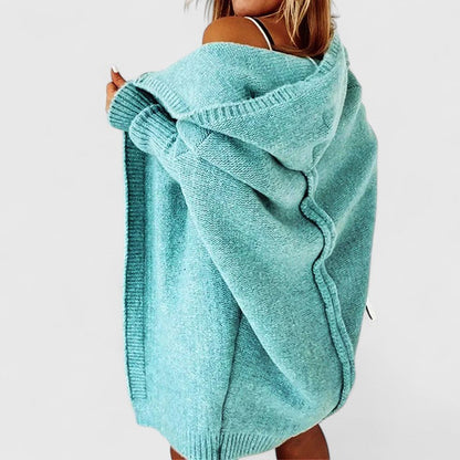 Gilet femme doux et chaud à capuche, cardigan long confortable