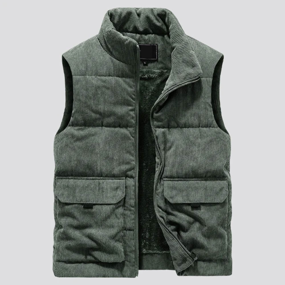 Gilet Homme Sans Manches Velours Chaud avec Poches